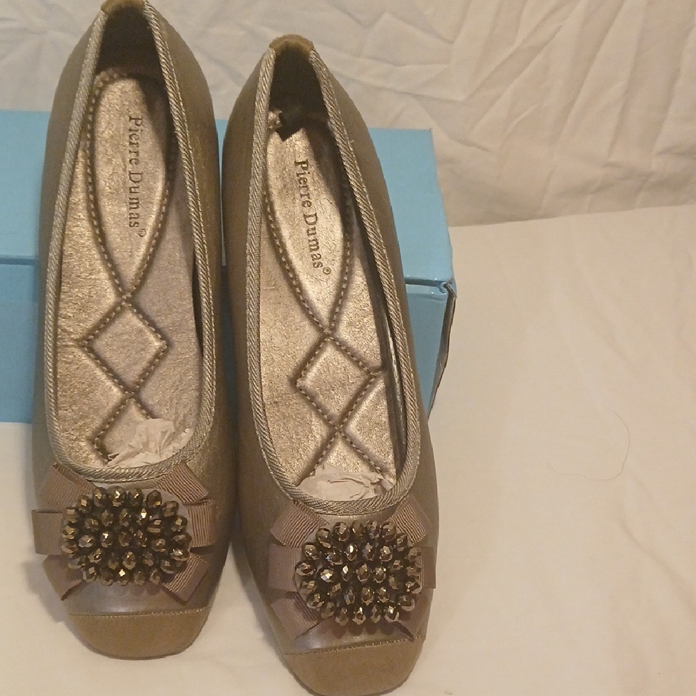 Pierre Dumas Brown Flats with Ornamental Toe